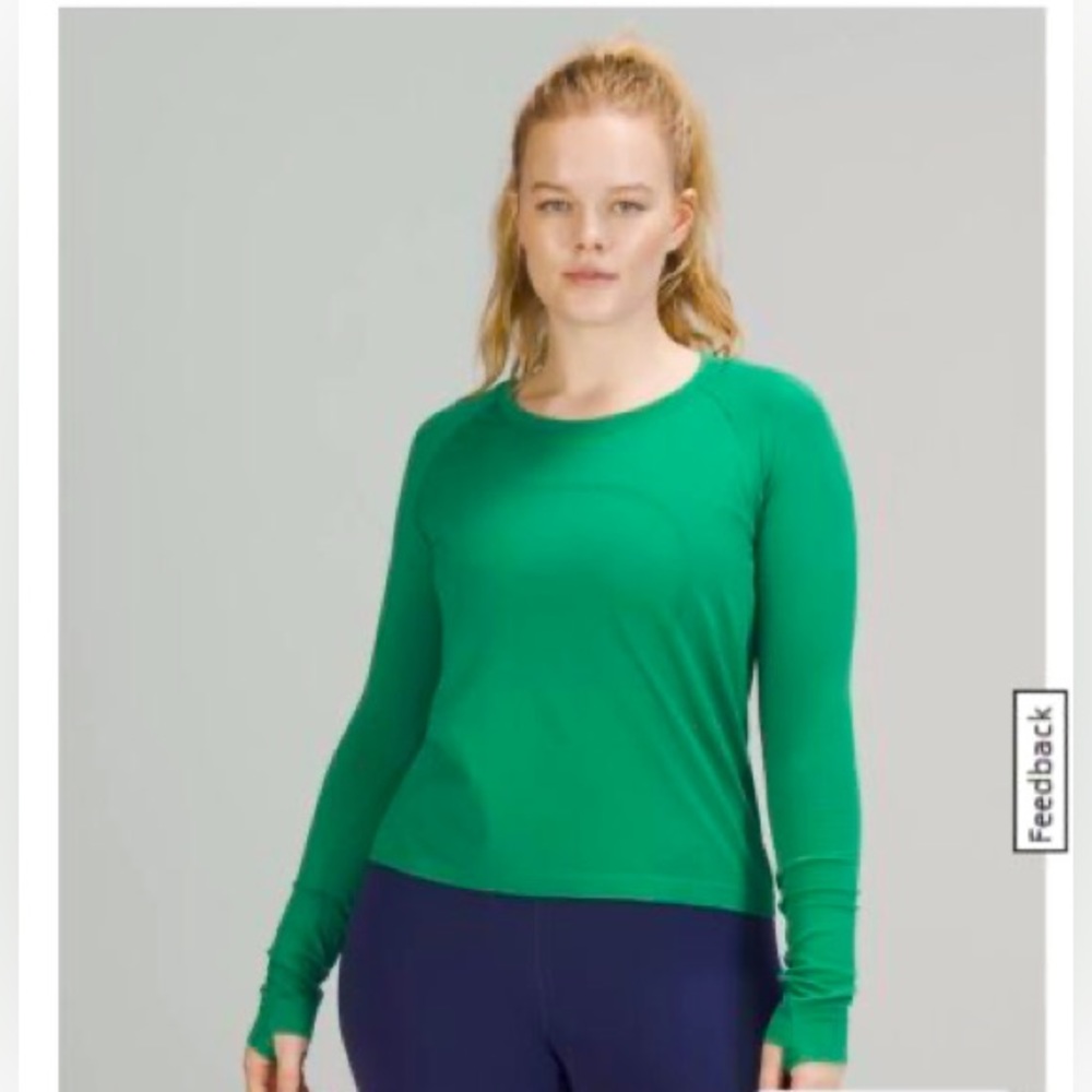 lululemon swiftly tech long sleeve race length/color: emerald ice/ SIZE 2